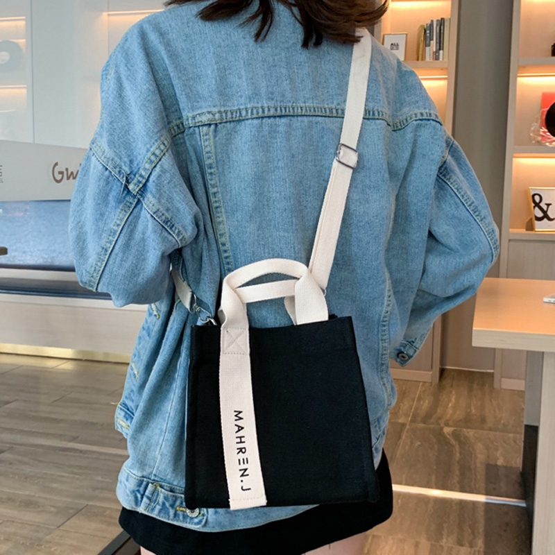 IELGY Túi xách IELGY chất liệu vải canvas đeo một bên vai phong cách nghệ thuật đơn giản