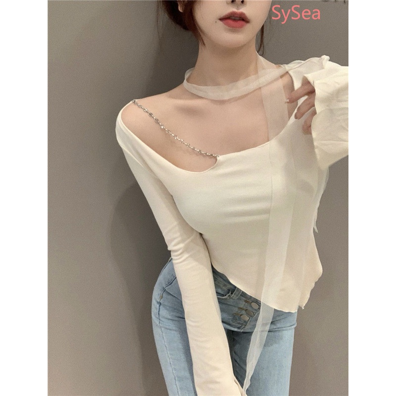 Áo Lưới Phối Dây Xích Thời Trang Mùa Thu Dành Cho Nữ