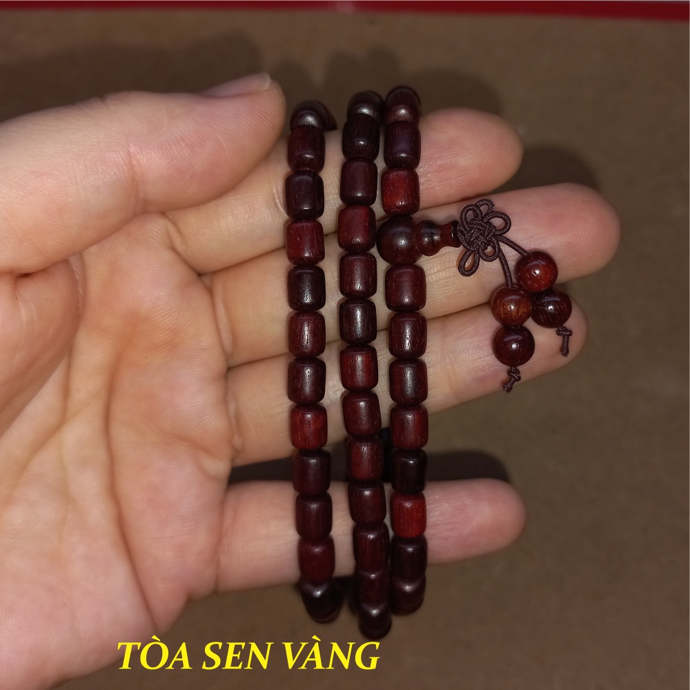 Vòng tay gỗ trắc - Chuỗi gỗ trắc kiểu dáng đốt trúc, quấn đeo cổ tay khoảng 3-4 vòng, size 6mm