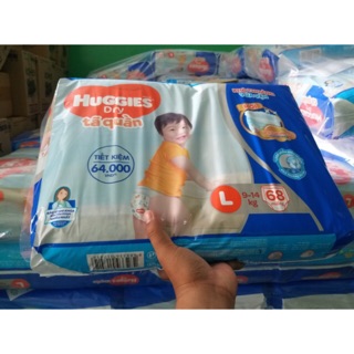 TÃ QUẦN HUGGIE DRY Size L (9-14Kg) Loại 68 miếng,48 miếng,20 miếng