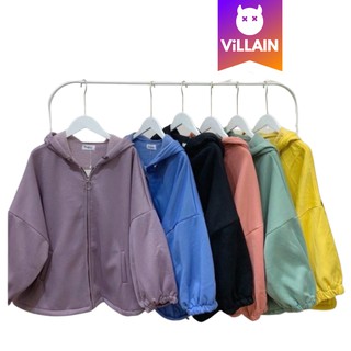 Áo Khoác Hoodie Zip Nỉ Bông Khóa Kéo Cánh Dơi Form Rộng Trơn Basic Nam Nữ Oversize - Villain