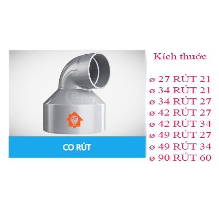 Co 90 rút PVC, Co 90 rút ống PVC Bình Minh nhiều kích thước