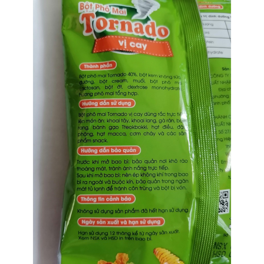 [100g – Cay] Bột phô mai lắc Tornado [VN] TOMATO T&P Spicy Chesse Taste Powder (ttp-hk)