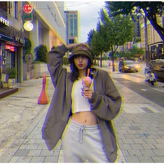 Áo khoác xám có mũ nỉ da cá cheap moment giống Jennie và Lisa Blackpink