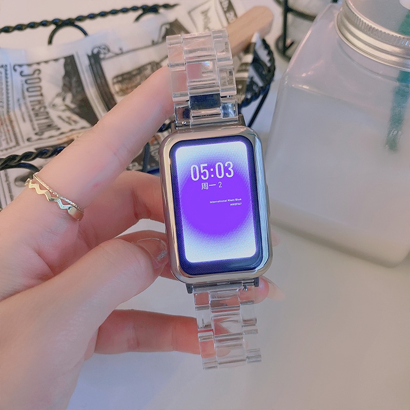 Dây Đeo Thay Thế Trong Suốt Bằng Nhựa Resin Cho Đồng Hồ Huawei watch Fit 2 fit2