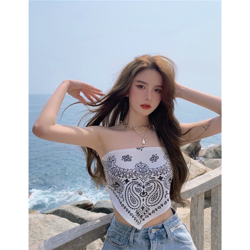 Áo Croptop 🍊[Tiệm Vải Xinh]🍊 Áo Khăn Bandana Quây Ngực - Ống Lưng Chun Dễ Mặc - Hàng Quảng Châu | WebRaoVat - webraovat.net.vn