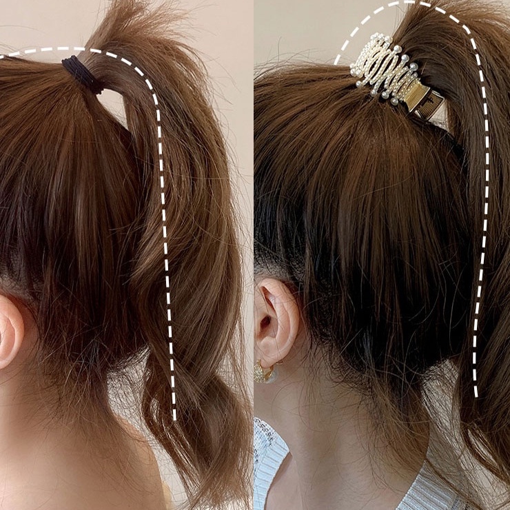 Kẹp Tóc Đuôi Ngựa Cỡ Nhỏ Đính Ngọc Trai Giả Lưng Cao Thời Trang Mùa Hè