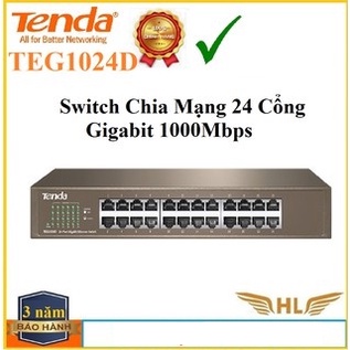 Bộ Chia Mạng 24 Cổng Giga Tenda TEG1024D , 16 Cổng Giga Tenda TEG1016D Tốc Độ 1000Mbps - Hàng Chính Hãng