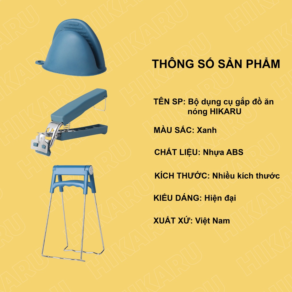 Bộ Dụng Cụ Nhà Bếp Gắp Đồ Ăn Nóng HIKARU Làm Từ Inox 304 Và Cao Su ABS_HK-NA-TT-001