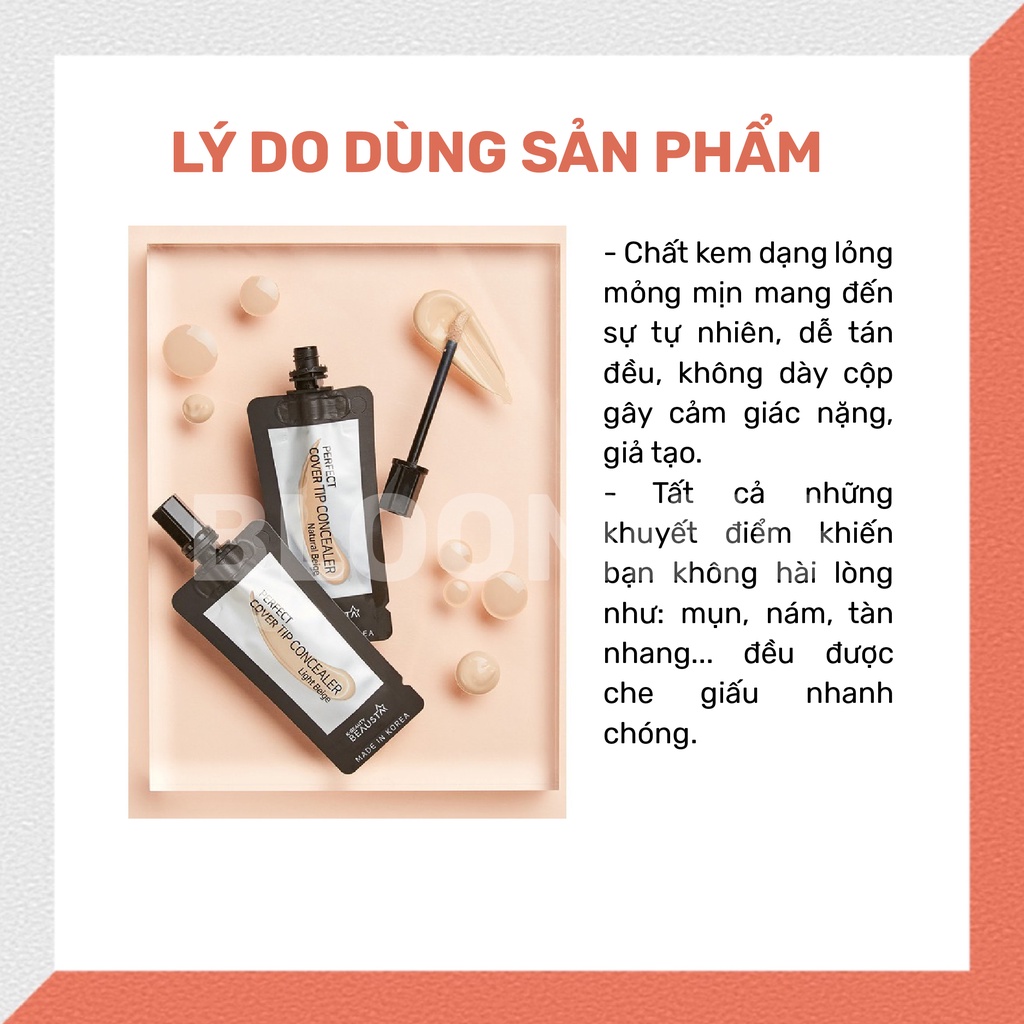 Kem che khuyết điểm Beausta-Perfect Cover Tip Concealer Light Beige 4ml