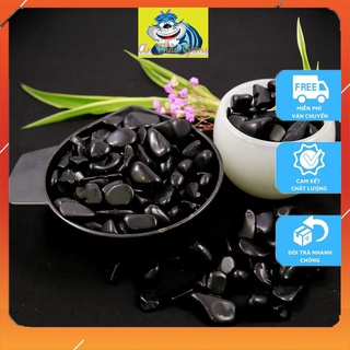 Đá vụn màu đen- obsidian, đá thanh tẩy, vụn đá phong thuỷ dùng trang trí, thả bể cá, làm đồ vật may mắn