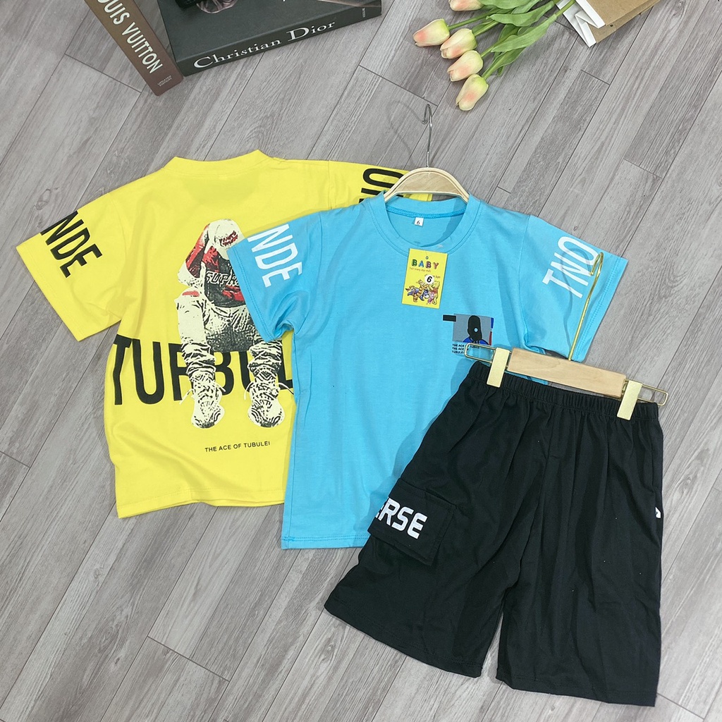Bộ quần áo thun hè &quot;TURBULE&quot; 14-45kg cho bé trai 4-14 tuổi. Hàng may kỹ. B6 B2