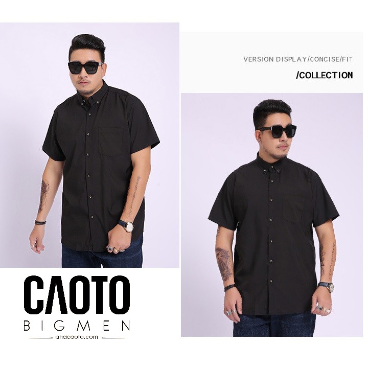 Áo Sơ Mi Trơn Big Size Nam Ngắn Tay Đen – HÀNG CHÍNH HÃNG Size 2XL 3XL 4XL 5Xl 6XL 7XL 8XL | BigBuy360 - bigbuy360.vn