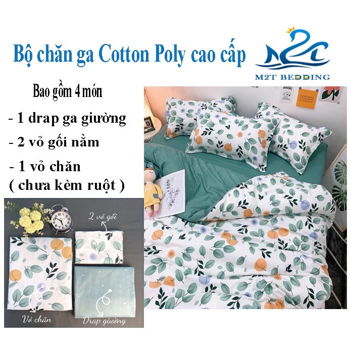 Bộ drap giường Cotton Poly M2T bedding Đáng yêu, drap ga giường, vỏ ga và 2 vỏ gối