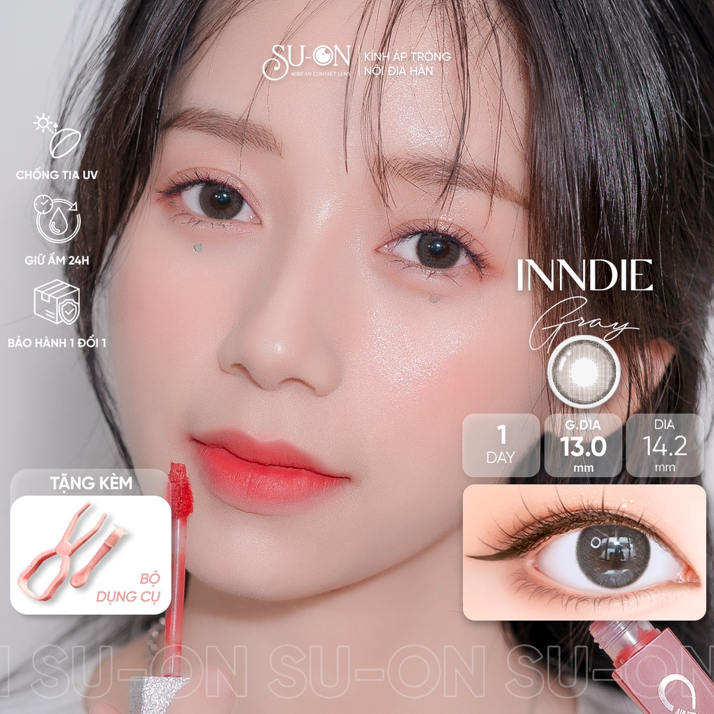 Lens 1 ngày Ann365 INDIE BROWN áp tròng 14,2mm, nâu trong trà sữa Hàn Quốc, siêu êm đeo 24h