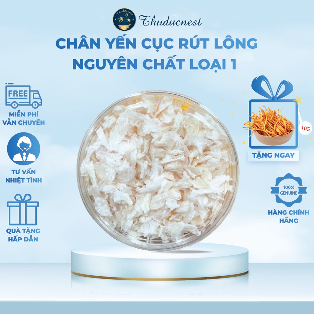 Chân cục tổ yến sào tinh chế rút lông nguyên chất ( 20gr-50gr-100gr )+ 🎁 Tặng kèm 10gr ĐÔNG TRÙNG HẠ THẢO 🎁 - THUD