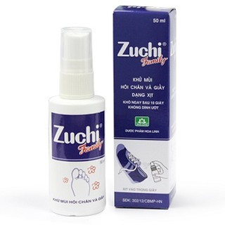 Xịt Khử Mùi Hôi Chân Và Giày Zuchi Family chai 50ml - HÀNG VIỆT NAM CHẤT LƯỢNG CAO CHÍNH HÃNG
