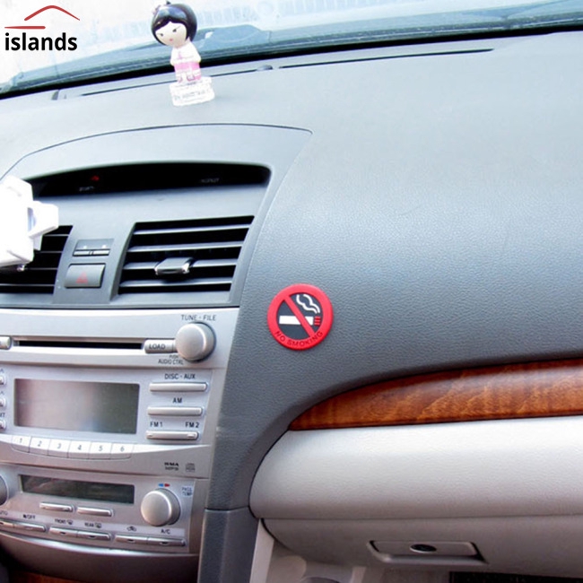 Miếng dán vinyl tròn đỏ phối chữ No Smoking cho xe hơi