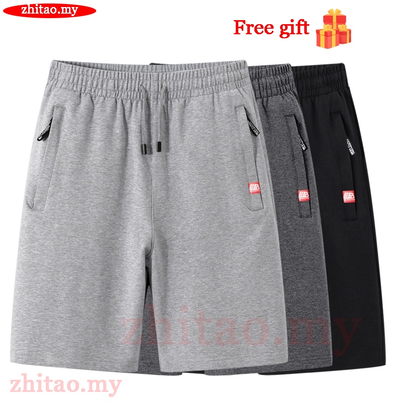 Quần short cotton dệt kim dáng rộng có khóa kéo in họa tiết thời trang đi biển cho nam giới size M-6XL