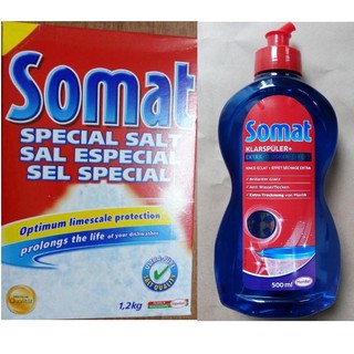 Combo Muối rửa bát somat 1,2kg + Nước làm bóng Somat 500ml ( Hàng nhập khẩu Đức )