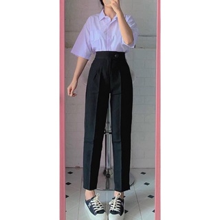 ( SALE M) QUẦN TÂY ĐEN Nút Bấm Lưng Cao Chất Vải Tuyết Mưa Hàng Xịn Dày Đẹp CO dãn nhẹ