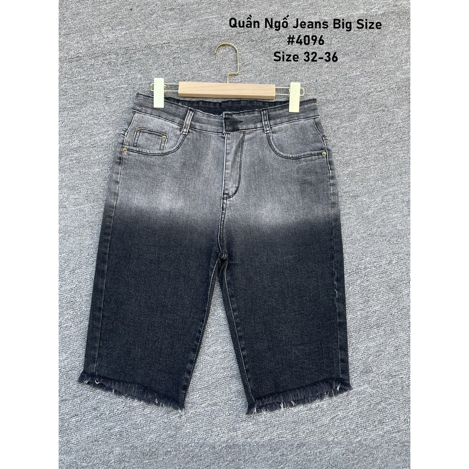 Quần jeans ngố lửng Xám Loang lưng cao, co dãn mạnh rẻ đẹp dành cho người béo BIG SIZE 60-90kg Moliruan 4096