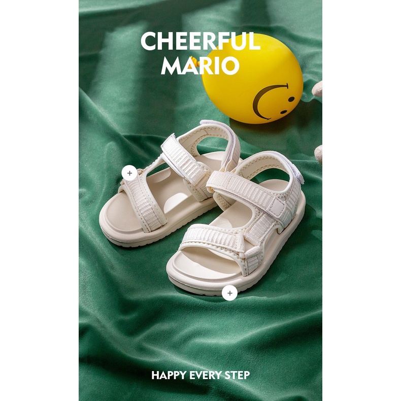 ￼￼Dép quai dán cho bé Cheerful Mario, sandal bé trai bé gái chống trơn trượt chính hãng A410