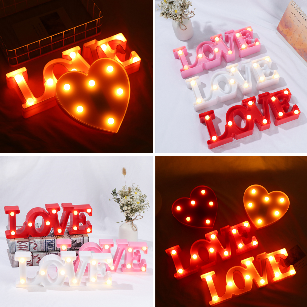 Đèn LED hình chữ Love 3D xinh xắn ấm áp màu trắng trang trí đám cưới/ ngày Valentine