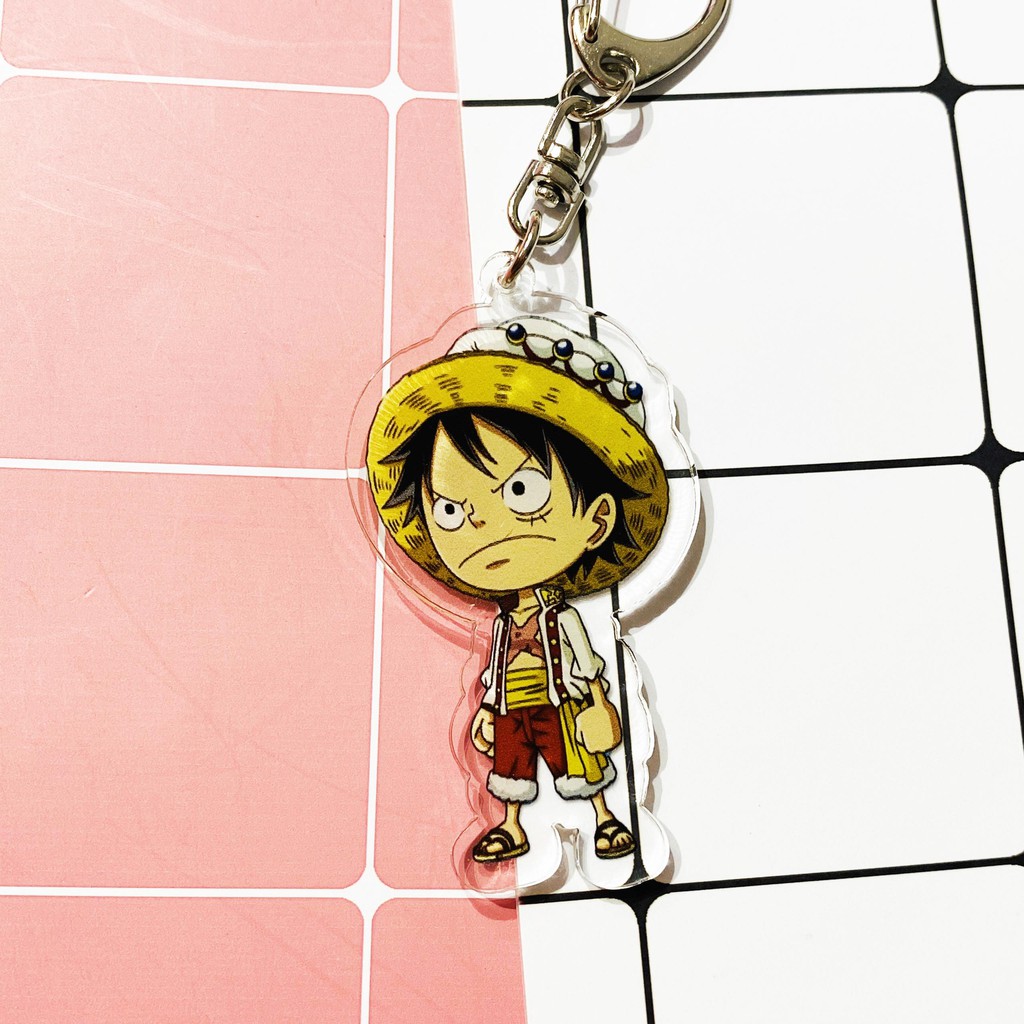 ( Mica trong acrylic ) Móc khóa One Piece Đảo Hải Tặc ver đồ trắng quà tặng xinh xắn dễ thương in hình anime chibi