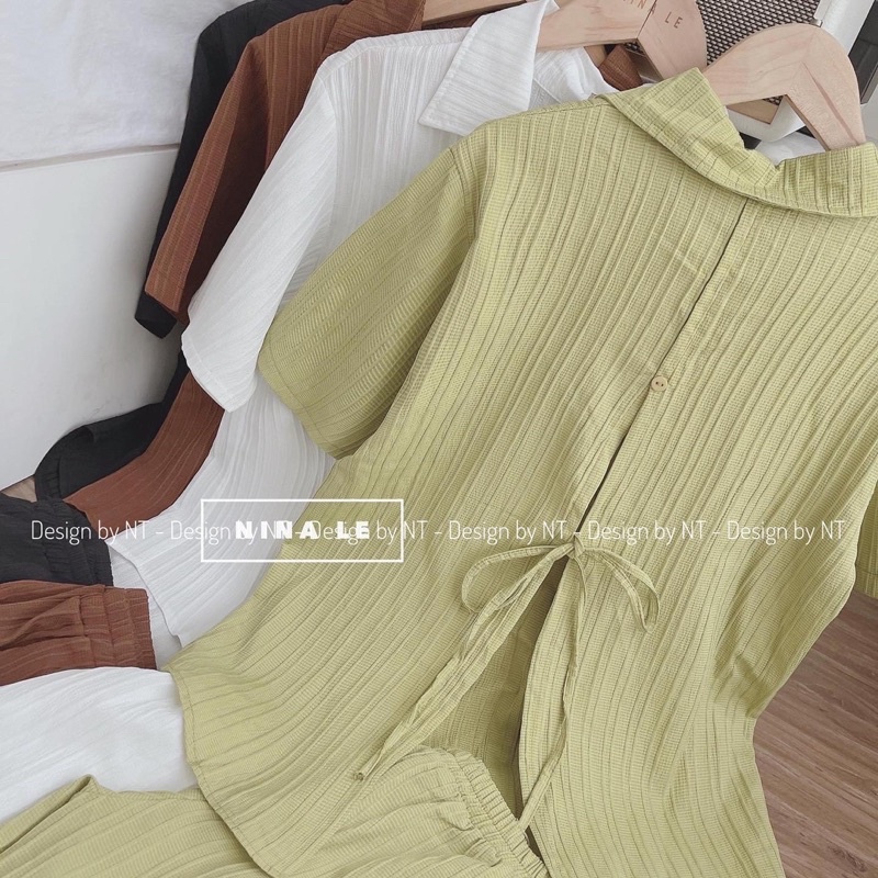 1tặng1•Set sơ mi Tây hở lưng cột dây