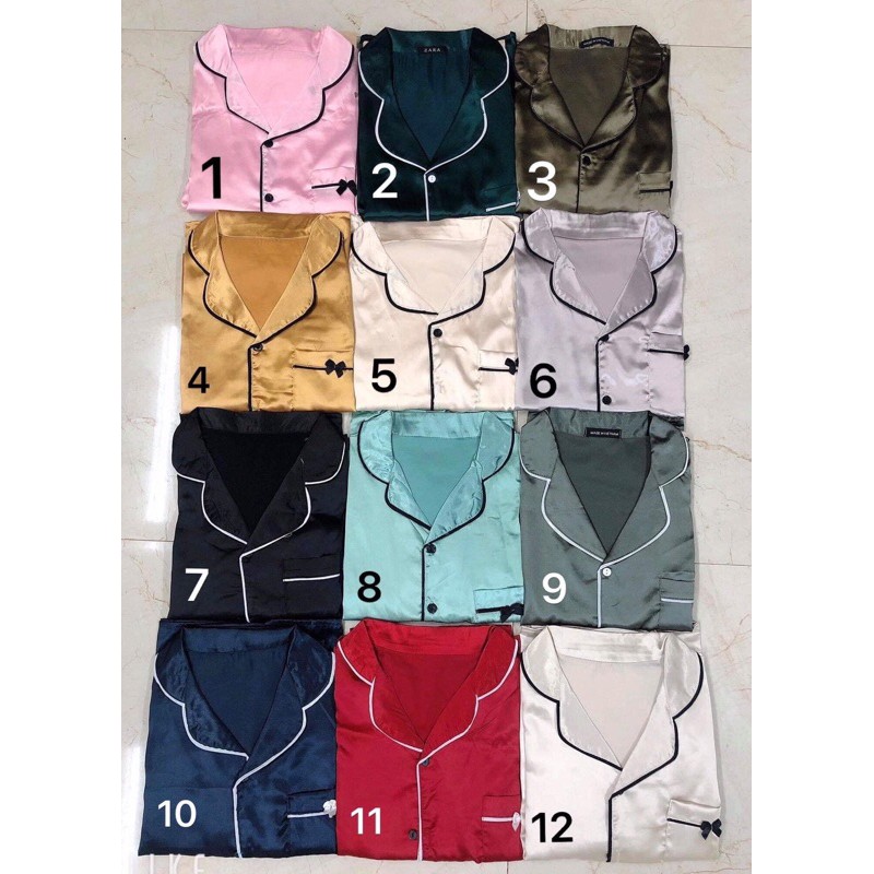 Bộ pizama lụa dài tay