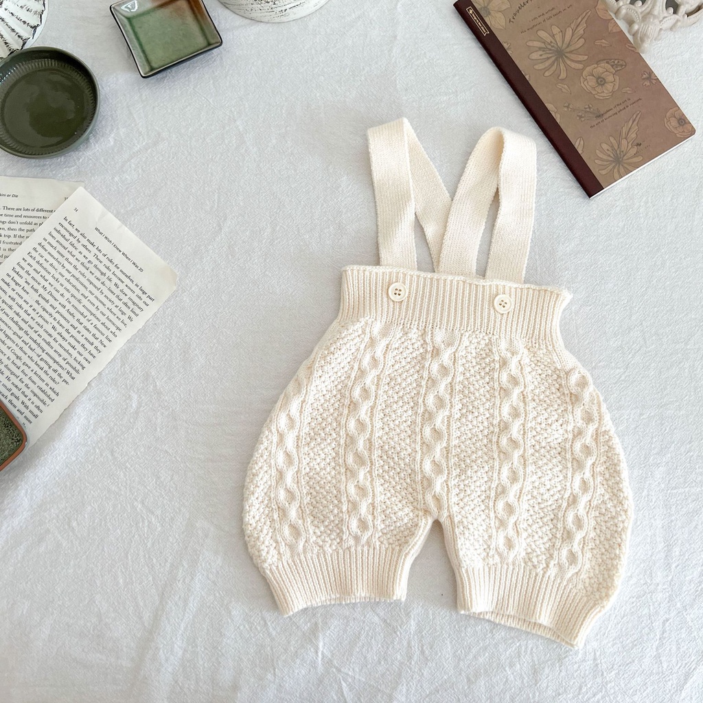 Quần Yếm Dệt Kim Màu Trơn Thời Trang Mùa Thu Mới Cho Bé
