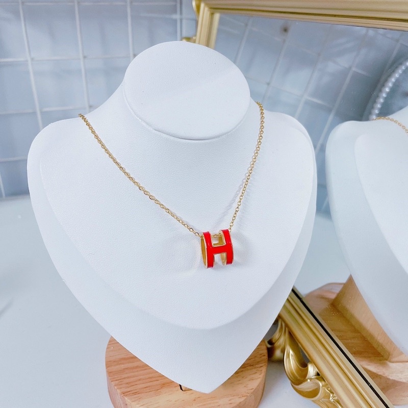 Dây chuyền/Vòng cổ thép titan chữ H mặt lớn KHÔNG ĐEN - màu vàng