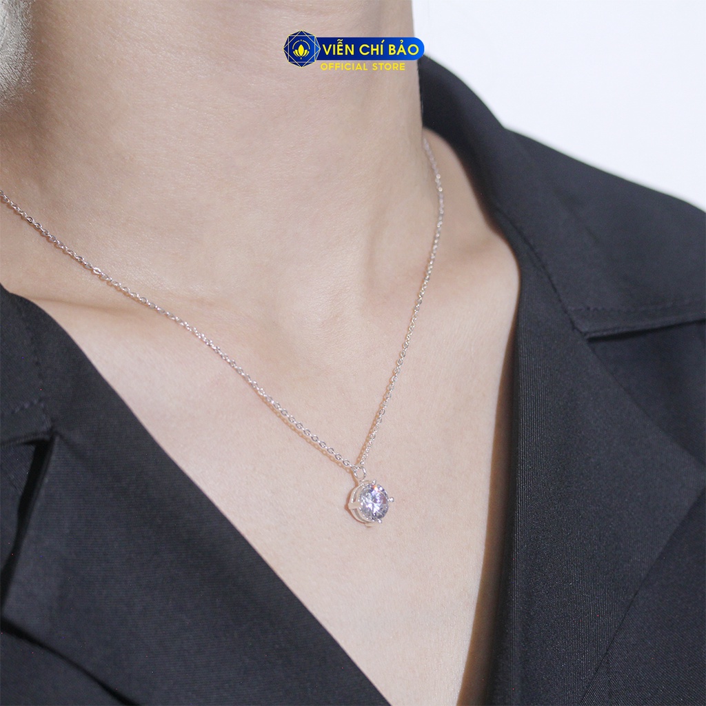Dây chuyền bạc nữ mặt đá trắng chất liệu bạc 925 thời trang phụ kiện trang sức nữ Viễn Chí Bảo D400905