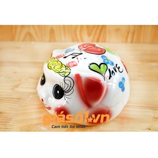 Lợn sứ tiết kiệm kiss love Bát Tràng 03
