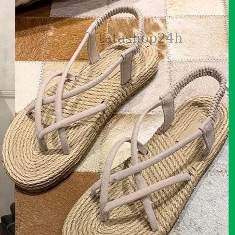 Giày sandal nữ quai chéo đế giả chói đi học đi mưa- GL002