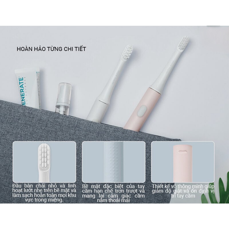 Bàn chải đánh răng điện Xiaomi T100 - Pin sạc - Kháng nước IPX7