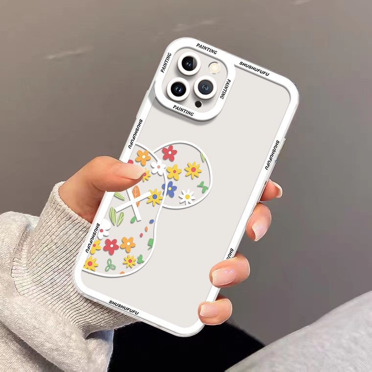 Ốp Điện Thoại Silicon TPU Mềm Trong Suốt Họa Tiết Hoa / Gấu Cho IPhone 13 12 11 Pro XS Max X XR 8 7 6 6S Plus