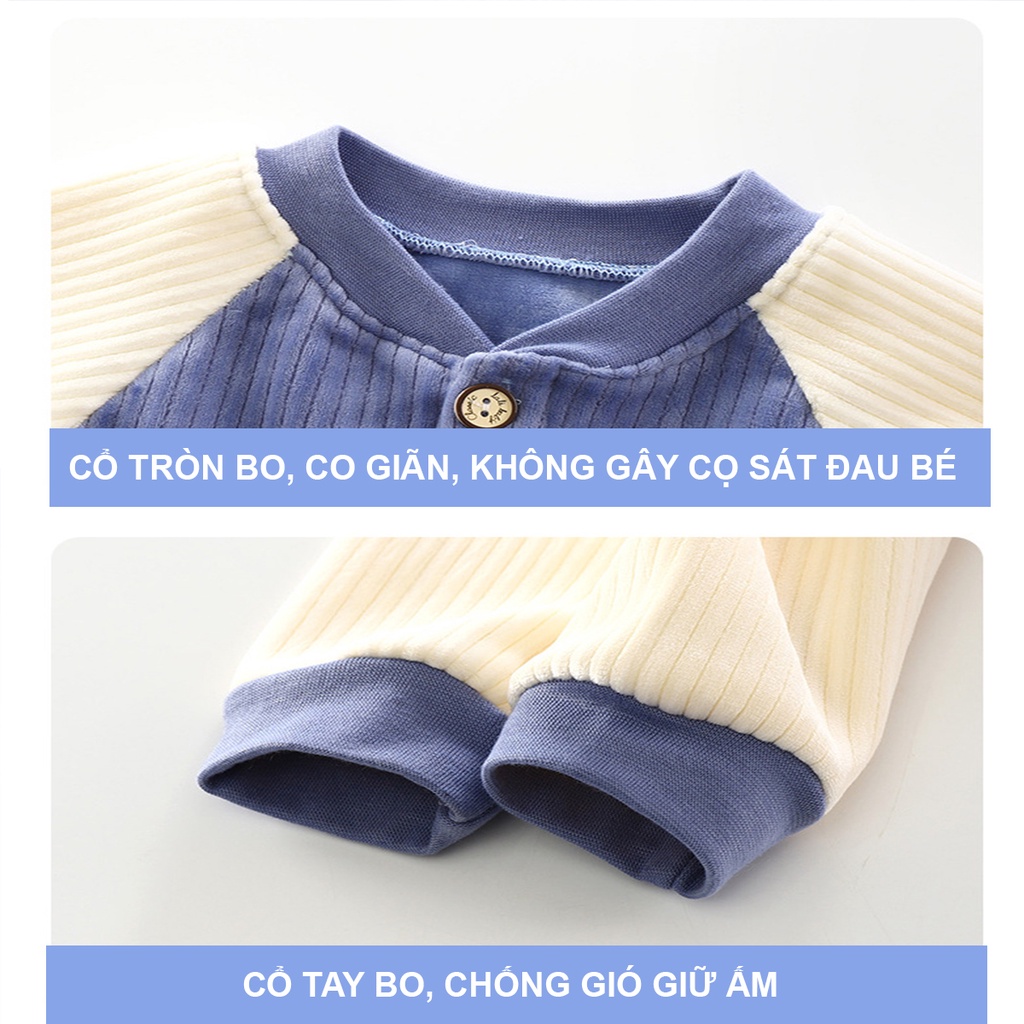 Áo khoác nỉ lót nhung dày dặn cho bé trai bé gái mặc thu đông Hàng Quảng Châu cao cấp AD02