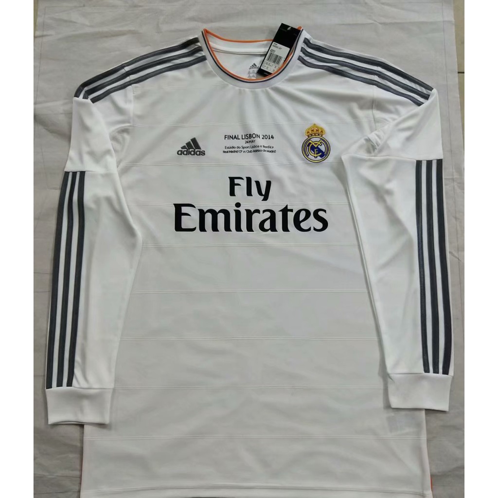 Áo thun bóng đá dài tay in họa tiết Jersi Real Madrid 2013/14 thời trang thể thao dành cho nam
