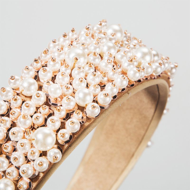 Cài Tóc Bản Rộng Đính Ngọc Trai Lấp Lánh Thời Thượng