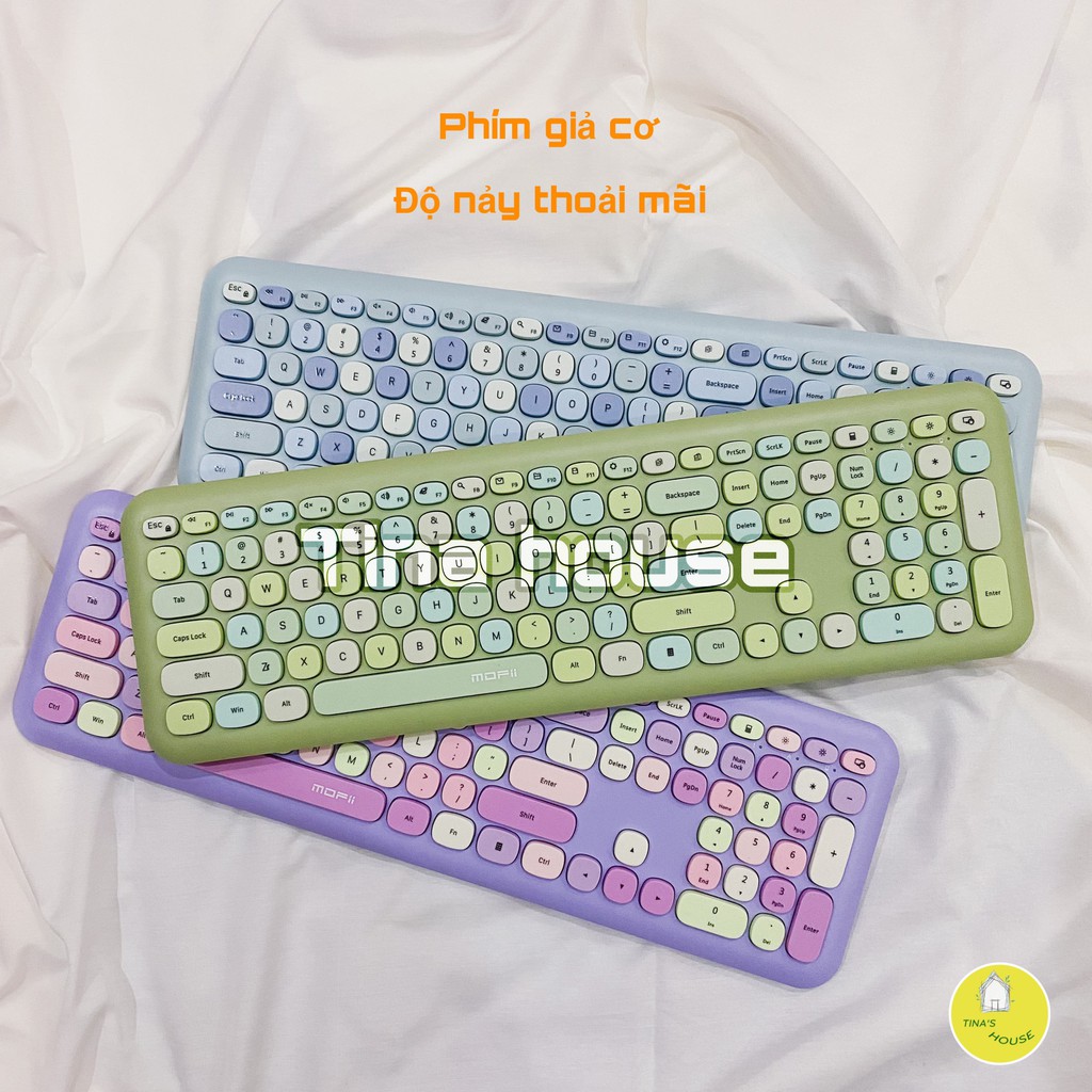 ✅Free Ship ✅ Bộ Bàn Phím Chuột Giả Cơ Không Dây Candy Mofii Dễ Thương 100% layout✅ - Tặng  sticker