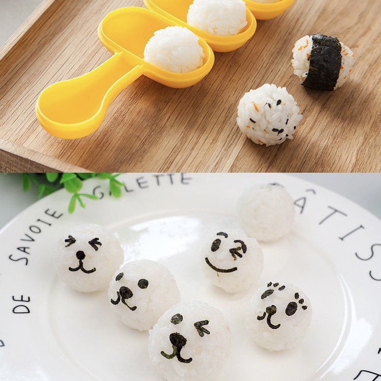 Khuôn lắc cơm kèm thìa tạo hình bento cho bé kích thích ăn dặm Bunakids AD64