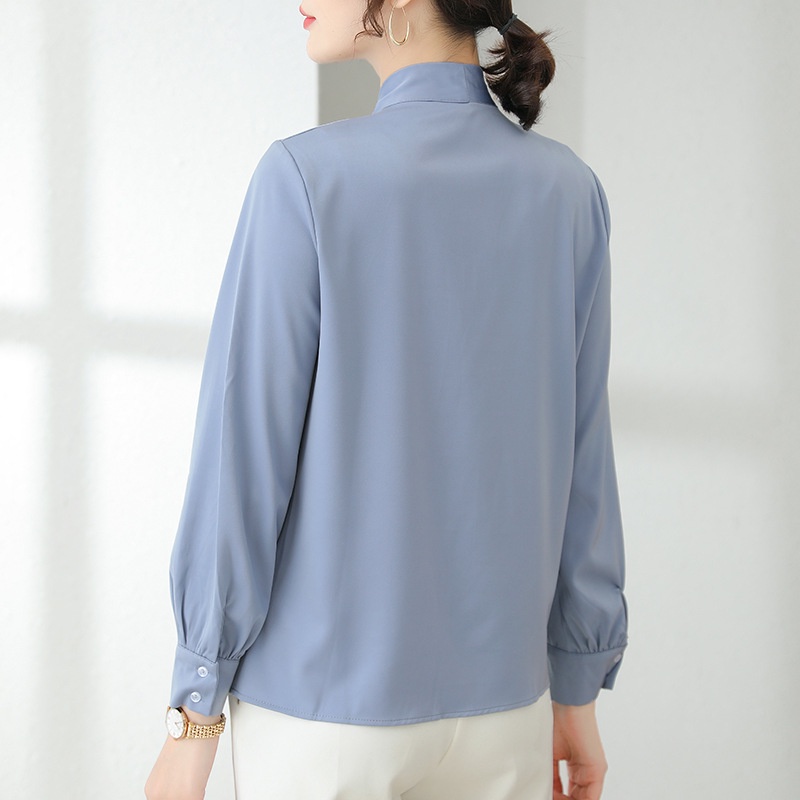 Áo Sơ Mi Kiểu Công Sở Đẹp CHIPY Tay Dài Cổ Thắt Nơ Màu Xanh Chất Lụa Cao Cấp From Rộng Hàn Quốc Ulzzang Vintage A1X | BigBuy360 - bigbuy360.vn