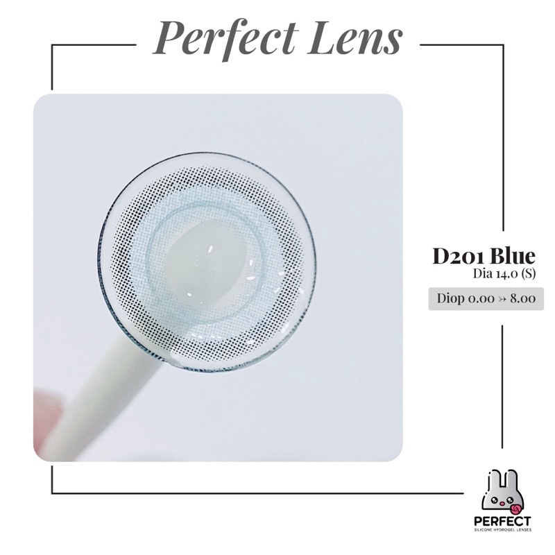 Lens Mắt , Kính Áp Tròng D201 BLUE Có Độ Cận và Không Độ , DIA 14.0 , Cho Mắt Nhạy Cảm Giá Sale