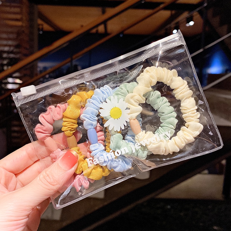 Dây thun buộc tóc đính ngọc trai nhân tạo / hoa / mặt cười phong cách Hàn Quốc (có bán lẻ)