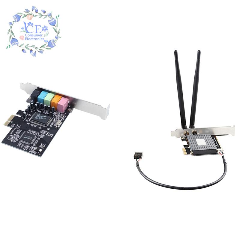 Bộ Tiếp Hợp Pci-E 5.1 Sound Card Cmi8738 Cinema & Mini Pci-E X1 Wifi 6 Cổng