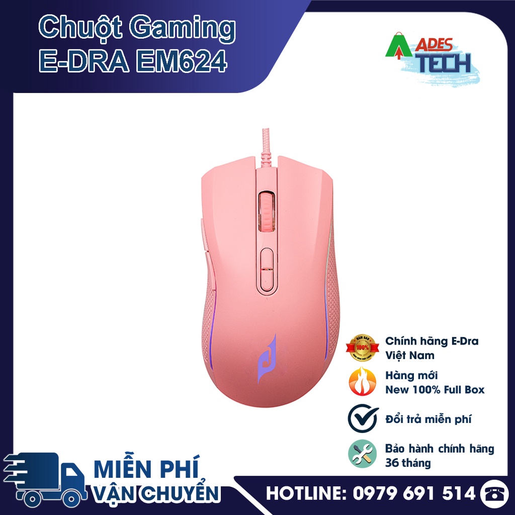 Chuột Gaming EDra EM624 RGB/ 6662IC / DPI 12000 - Bảo hành 12 tháng