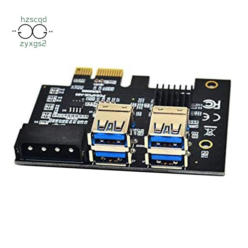 Card Mở Rộng Pci-E 1 Sang 4 Pci-E 1x Sang 16x 4 Cổng Usb 3.0 Cho Btc Miner Mining