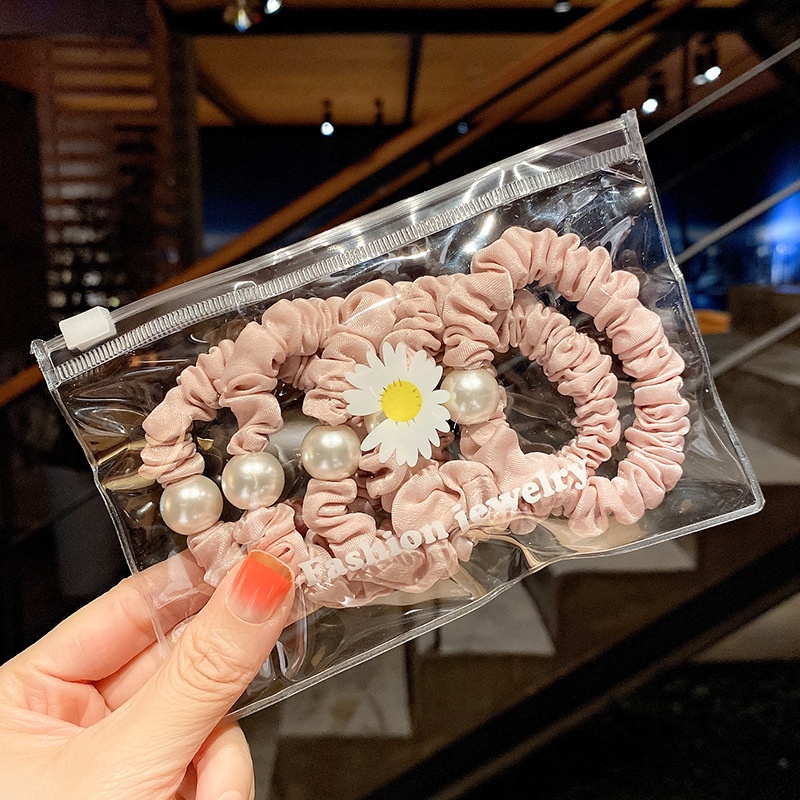 Dây thun buộc tóc đính ngọc trai nhân tạo / hoa / mặt cười phong cách Hàn Quốc (có bán lẻ)